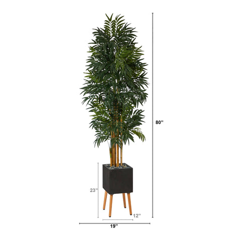 80” Phoenix Artificial Palm tree in Black Planter with Stand-Parc Decor