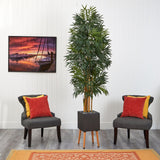 80” Phoenix Artificial Palm tree in Black Planter with Stand-Parc Decor