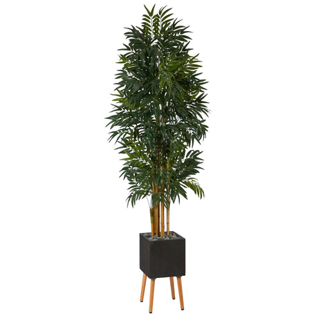 80” Phoenix Artificial Palm tree in Black Planter with Stand-Parc Decor