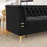 82.7" Modern Velvet Living Room Chesterfield Design Wide Sofa-Parc Decor