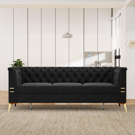 82.7" Modern Velvet Living Room Chesterfield Design Wide Sofa-Parc Decor