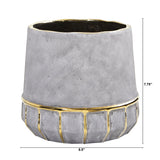 8.5” Regal Stone Decorative Planter with Gold Accents-Parc Decor