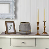 8.5” Regal Stone Decorative Planter with Gold Accents-Parc Decor