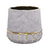 8.5” Regal Stone Decorative Planter with Gold Accents-Parc Decor