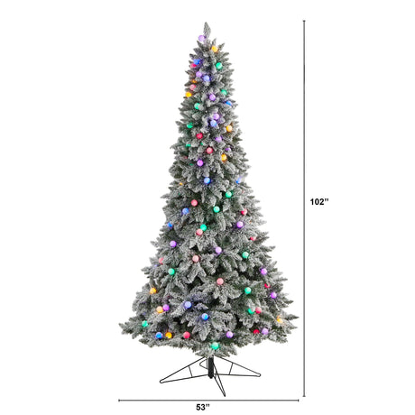 8.5' Flocked British Columbia Mountain Fir Artificial Christmas Tree-Christmas Tree-Parc Decor