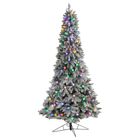 8.5' Flocked British Columbia Mountain Fir Artificial Christmas Tree-Christmas Tree-Parc Decor