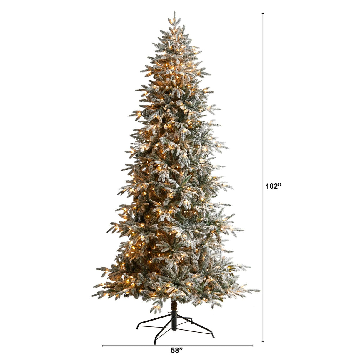8.5’ Flocked Manchester Spruce Artificial Christmas Tree with 550 Lights and 1317 Bendable Branches-Christmas Tree-Parc Decor
