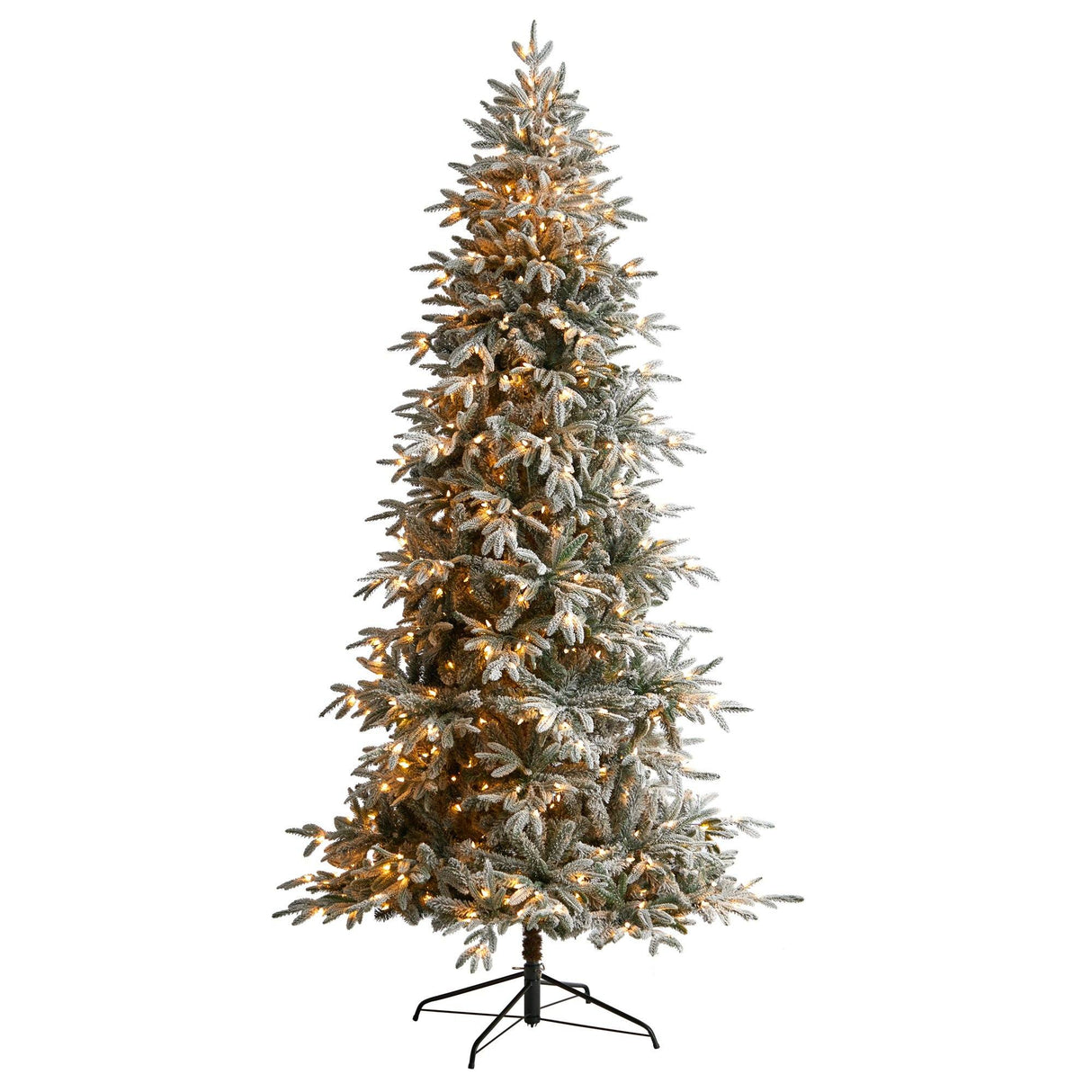 8.5’ Flocked Manchester Spruce Artificial Christmas Tree with 550 Lights and 1317 Bendable Branches-Christmas Tree-Parc Decor
