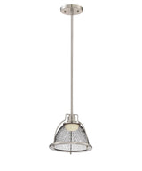 8"W Tex 1-Light Pendant Brushed Nickel / Black
