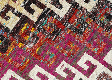 8x10 and 9x12 Hand Knotted Multicolor Modern Contemporary Southwestern Tribal Trellis Recycled Silk Area Rug
