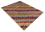 8x10 and 9x12 Hand Knotted Multicolor Modern Contemporary Southwestern Tribal Trellis Recycled Silk Area Rug