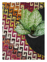8x10 and 9x12 Hand Knotted Multicolor Modern Contemporary Southwestern Tribal Trellis Recycled Silk Area Rug