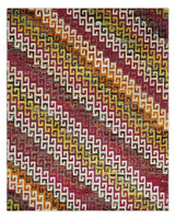 8x10 and 9x12 Hand Knotted Multicolor Modern Contemporary Southwestern Tribal Trellis Recycled Silk Area Rug