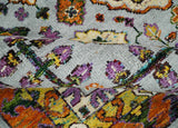 8x10 and 9x12 Hand Knotted Silver, Rust and Gold Persian Oushak made of Recycled Silk Area Rug