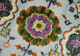 8x10 and 9x12 Hand Knotted Silver, Rust and Gold Persian Oushak made of Recycled Silk Area Rug