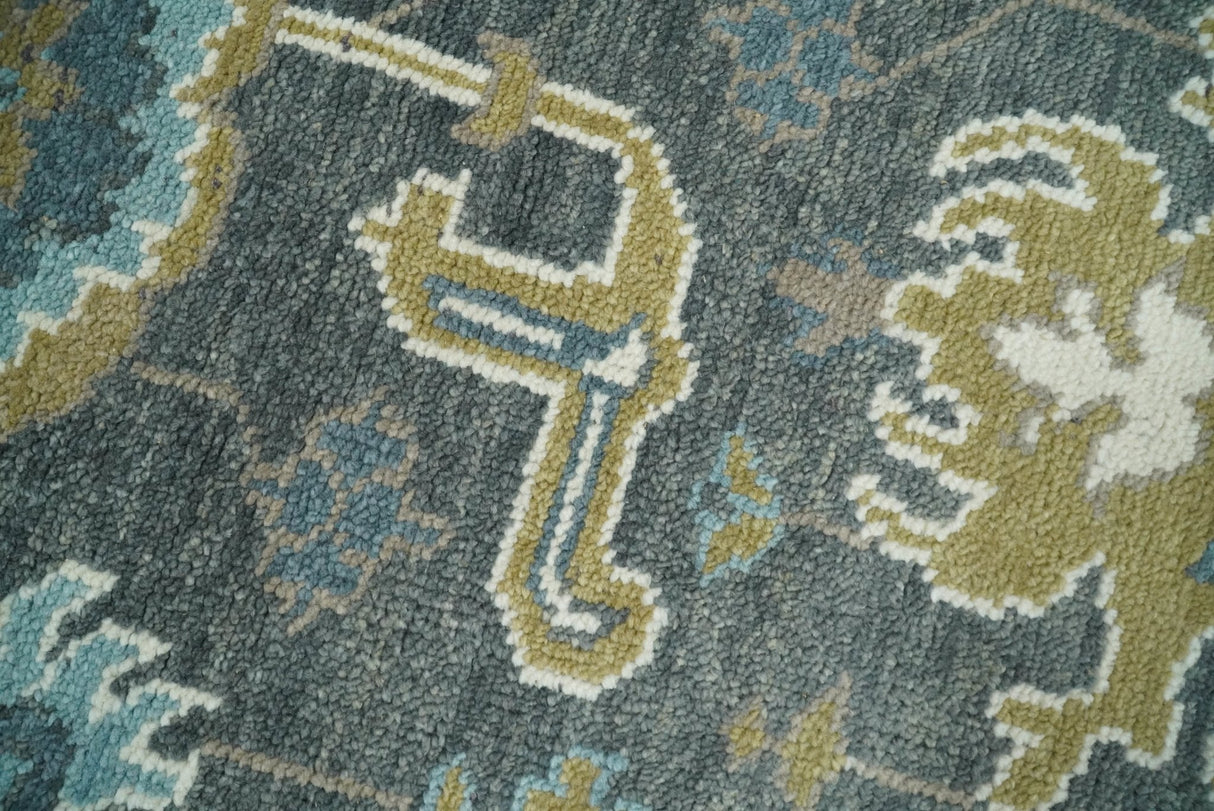 8x10 Beige and Gray Traditional Oushak Hand knotted Oushak Wool Area Rug