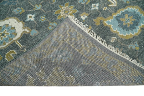 8x10 Beige and Gray Traditional Oushak Hand knotted Oushak Wool Area Rug