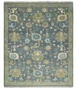 8x10 Beige and Gray Traditional Oushak Hand knotted Oushak Wool Area Rug
