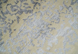 8x10 Beige, Charcoal and Silver Traditional Medallion Hand Knotted Wool and Bamboo Silk Area Rug