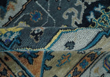 8x10 Blue, Silver and Beige Hand Knotted Traditional Heriz Serapi Wool Area Rug
