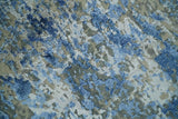 8x10 Fine Blue, Ivory and Beige Hand knotted Abstract wool and Art Silk Area Rug