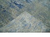 8x10 Fine Blue, Ivory and Beige Hand knotted Abstract wool and Art Silk Area Rug
