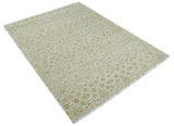 8x10 Fine Hand Knotted Beige and Gold Traditional Vintage Persian Style Antique Silk Rug
