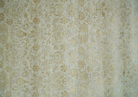 8x10 Fine Hand Knotted Beige and Gold Traditional Vintage Persian Style Antique Silk Rug