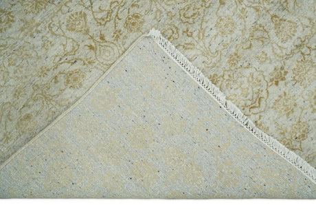 8x10 Fine Hand Knotted Beige and Gold Traditional Vintage Persian Style Antique Silk Rug