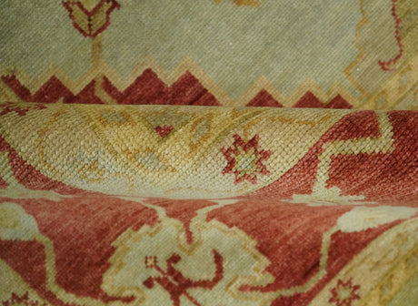 8x10 Fine Hand Knotted Beige and Rust Traditional Vintage Persian Antique Wool Rug