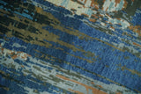 8x10 Fine Hand Knotted Blue and Brown Modern Abstract Wool Area Rug