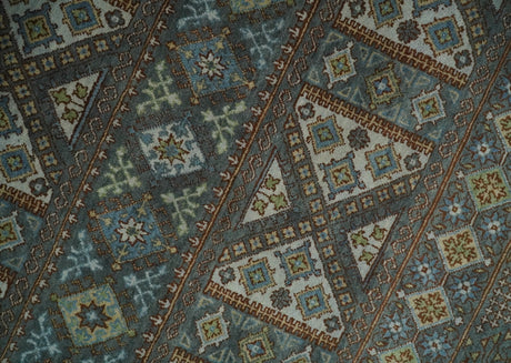8x10 Fine Hand Knotted Brown and Blue Southwestern Traditional Antique Area Rug