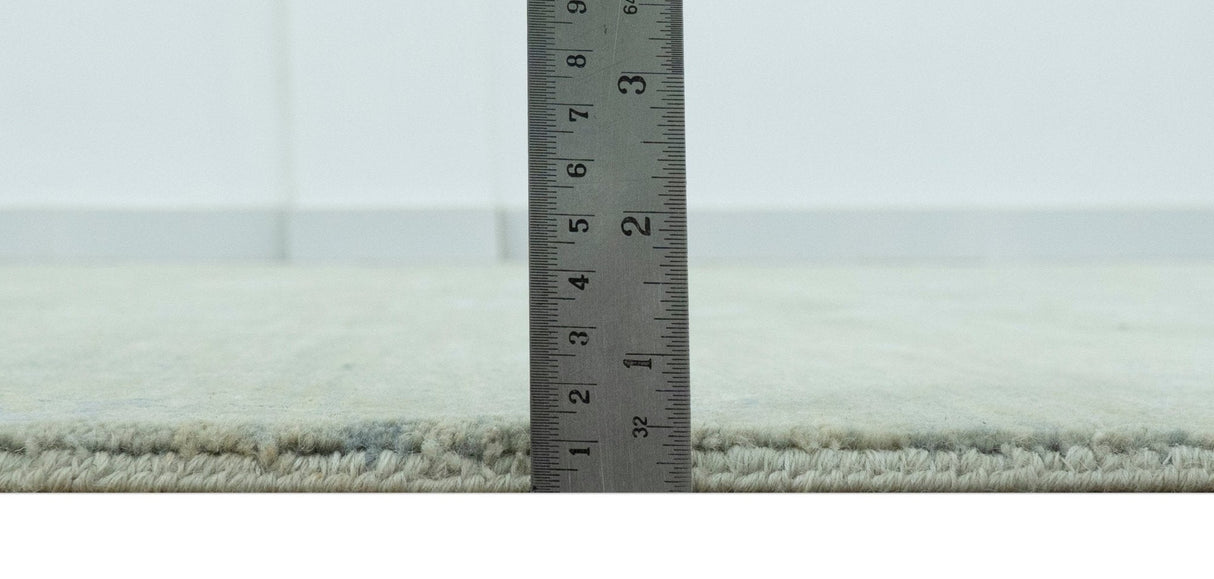 8X10 Fine Hand Knotted Green And Gray Modern abstract Design Wool and Art Silk Rug-Area Rug-Parc Decor