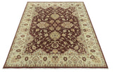 8X10 Fine Hand Knotted Rust And Gold Traditional Design Wool Rug