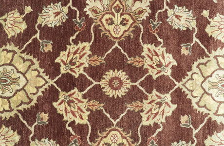 8X10 Fine Hand Knotted Rust And Gold Traditional Design Wool Rug