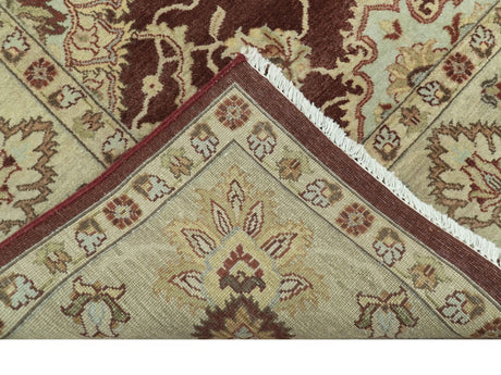 8X10 Fine Hand Knotted Rust And Gold Traditional Design Wool Rug