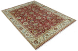 8x10 Fine Hand Knotted Rust and Ivory Traditional Persian Style Antique Wool Rug