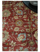 8x10 Fine Hand Knotted Rust and Ivory Traditional Persian Style Antique Wool Rug