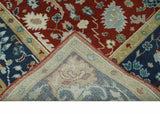 8x10 Floral Brown, Blue and Beige Hand Knotted Oriental Oushak wool Rug