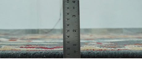 8x10 Gray, Rust and Peach Traditional Medallion Mamluk Design wool Rug