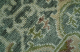 8x10 Gray, Silver and Green Hand Knotted Traditional Large Design wool area rug