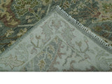 8x10 Gray, Silver and Green Hand Knotted Traditional Large Design wool area rug