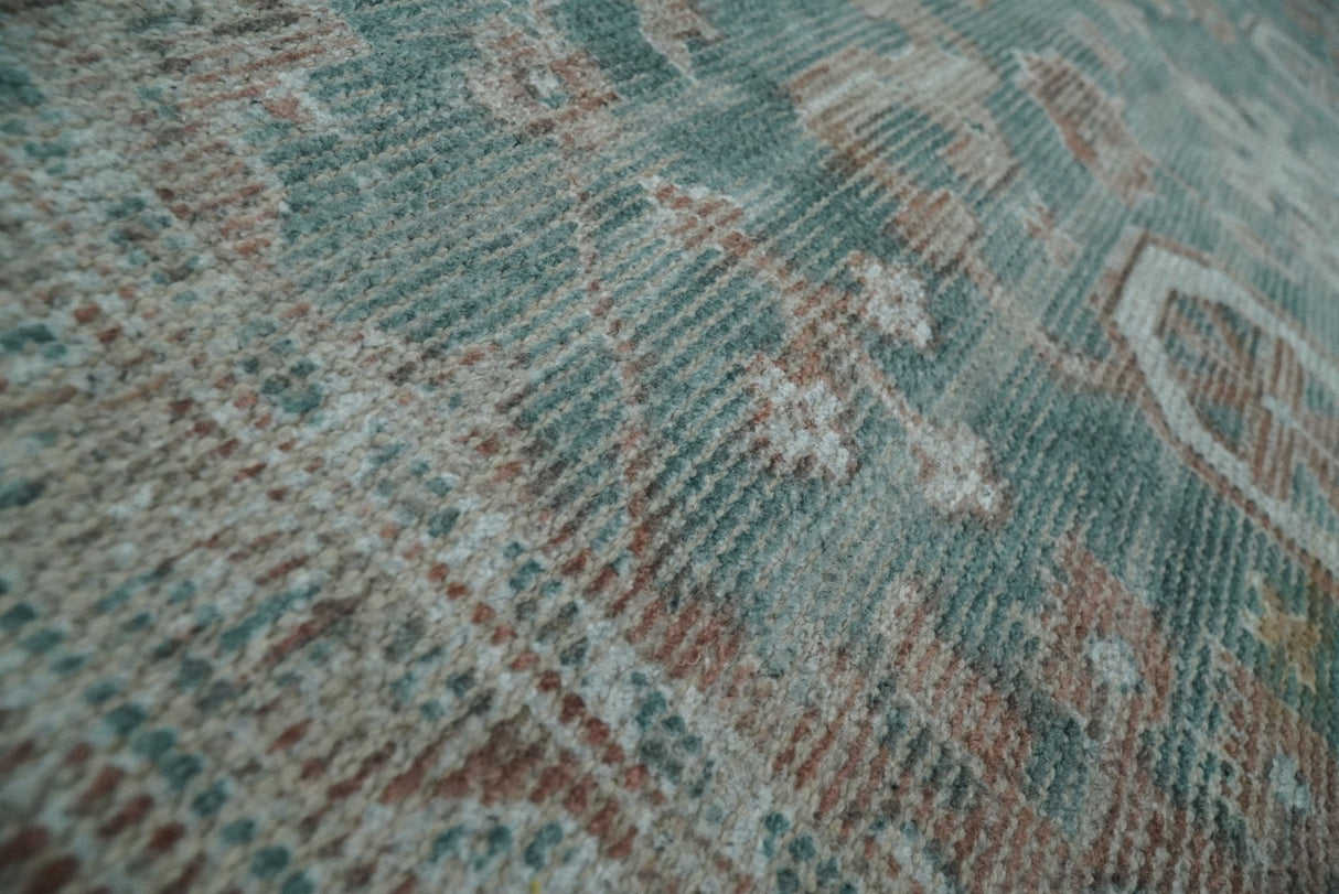 8x10 Green and Ivory Rug | Handmade Floral Area rug made with wool blended with art silk Low Pile | PR03-Area Rug-Parc Decor