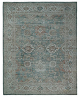 8x10 Green and Ivory Rug | Handmade Floral Area rug made with wool blended with art silk Low Pile | PR03-Area Rug-Parc Decor