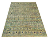8x10 Hand Knotted Beige and Blue Persian made of Recycled Silk Area Rug