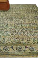 8x10 Hand Knotted Beige and Blue Persian made of Recycled Silk Area Rug