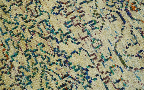 8x10 Hand Knotted Beige and Blue Persian made of Recycled Silk Area Rug