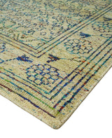 8x10 Hand Knotted Beige and Blue Persian made of Recycled Silk Area Rug