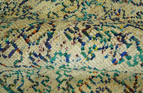 8x10 Hand Knotted Beige and Blue Persian made of Recycled Silk Area Rug