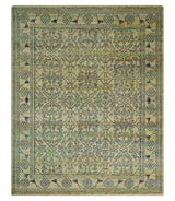 8x10 Hand Knotted Beige and Blue Persian made of Recycled Silk Area Rug